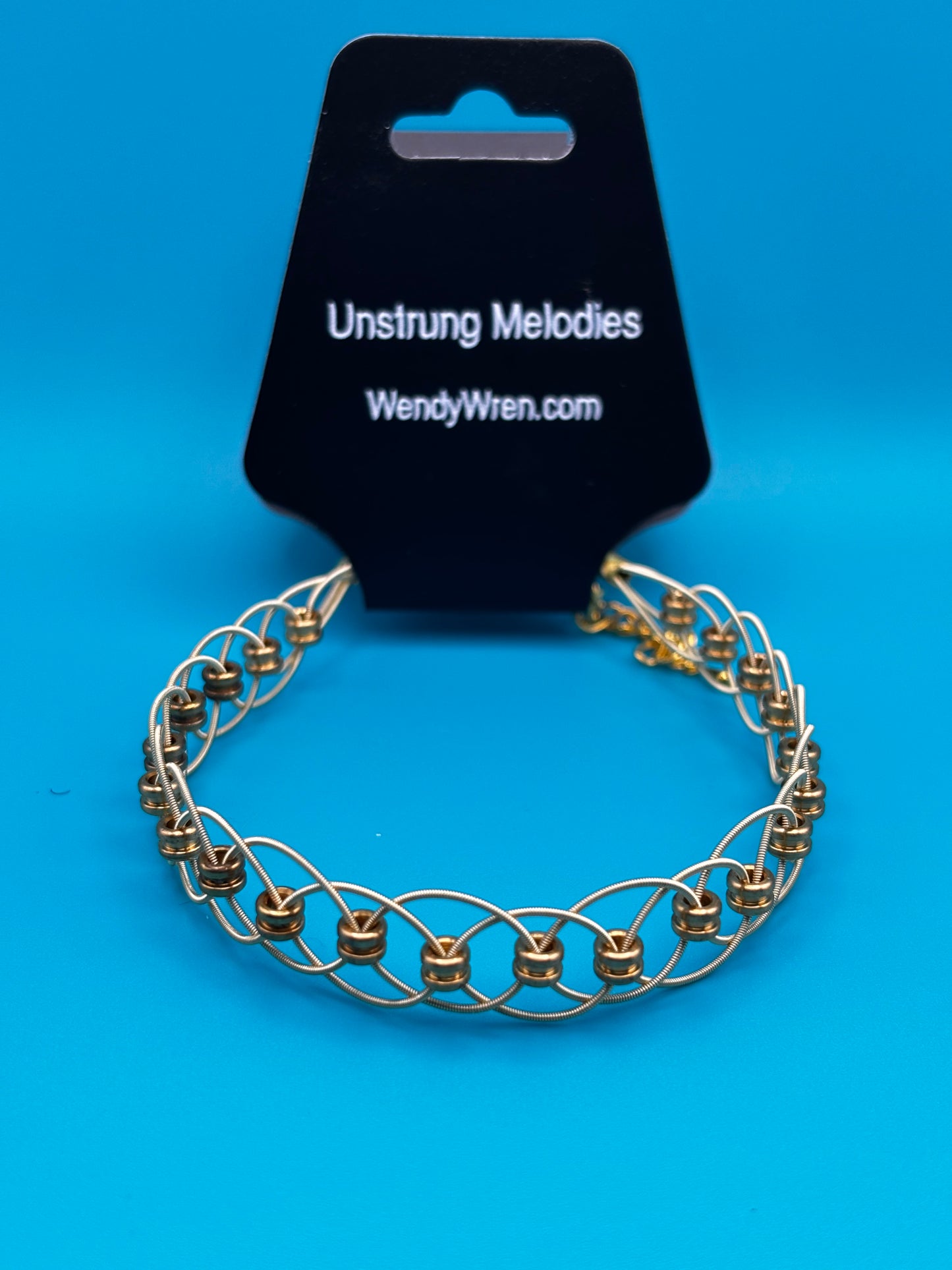 Double weave guitar string bracelet