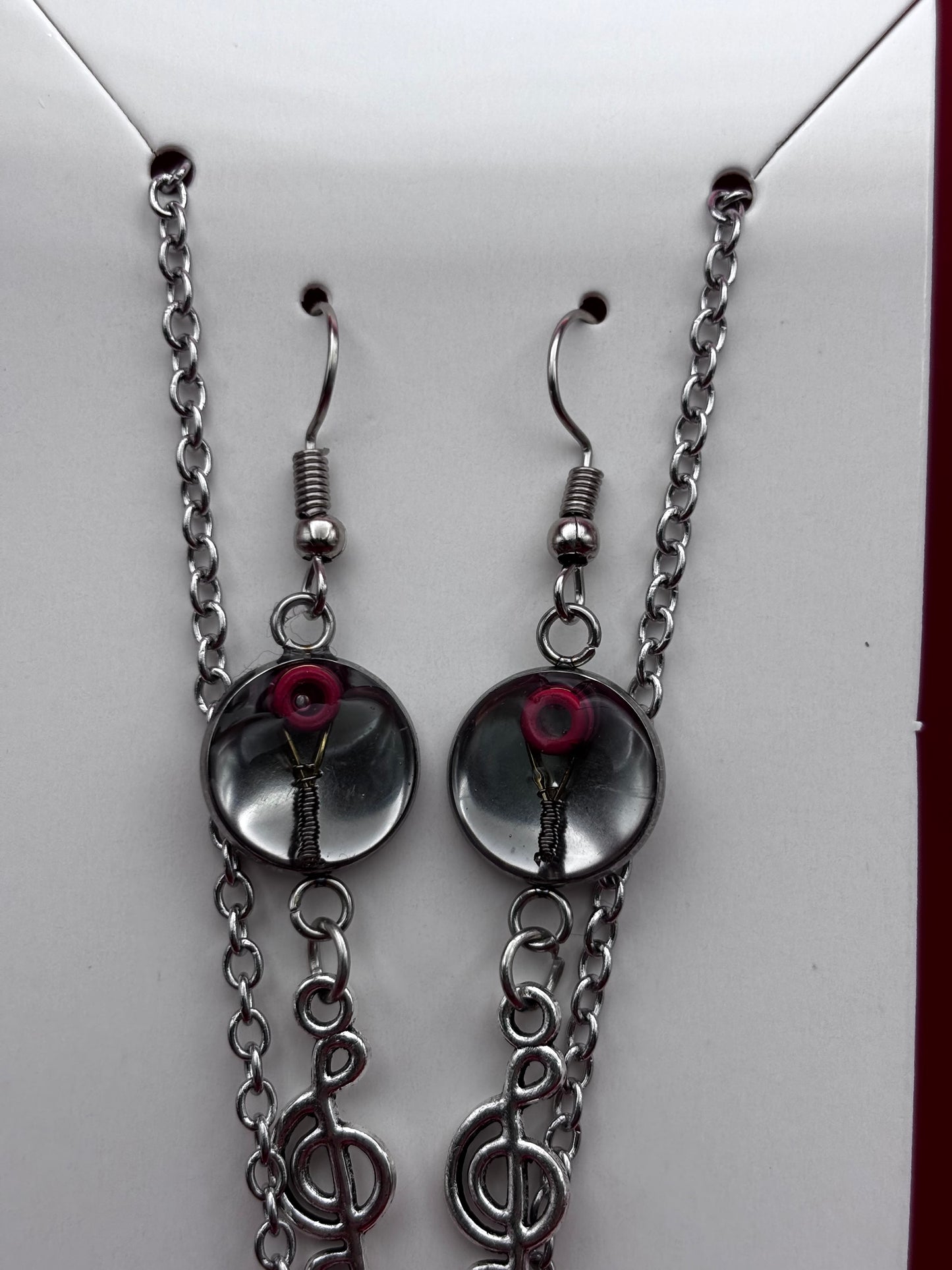 Guitar string & resin Necklace & Earring set