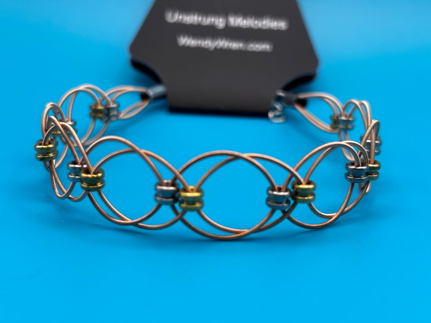 Double weave guitar string bracelet