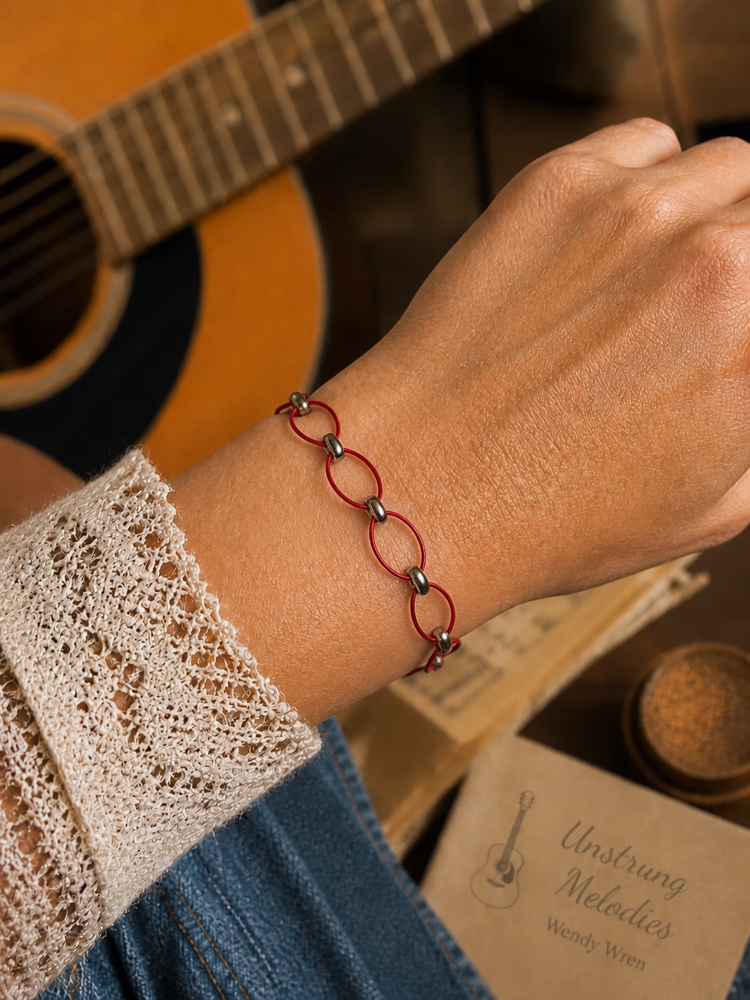 Guitar string woven bracelet