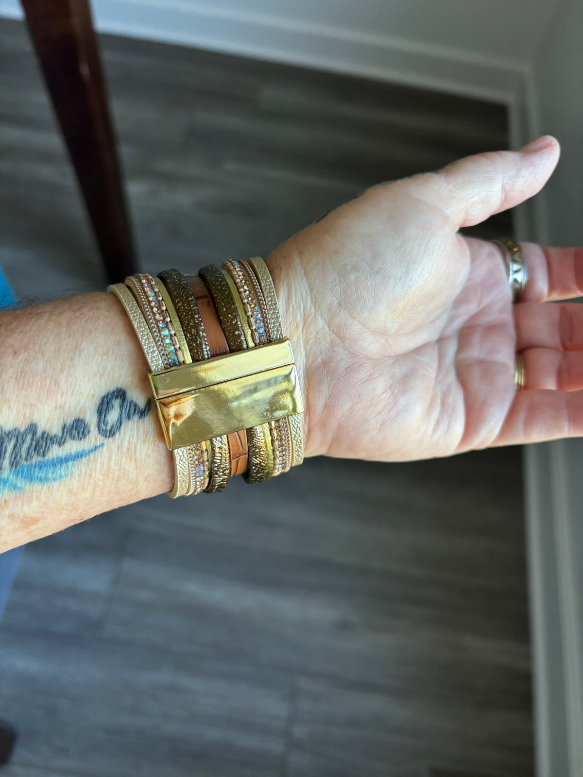 Multi-Strand Leather Cuff My Sunflower Bracelet
