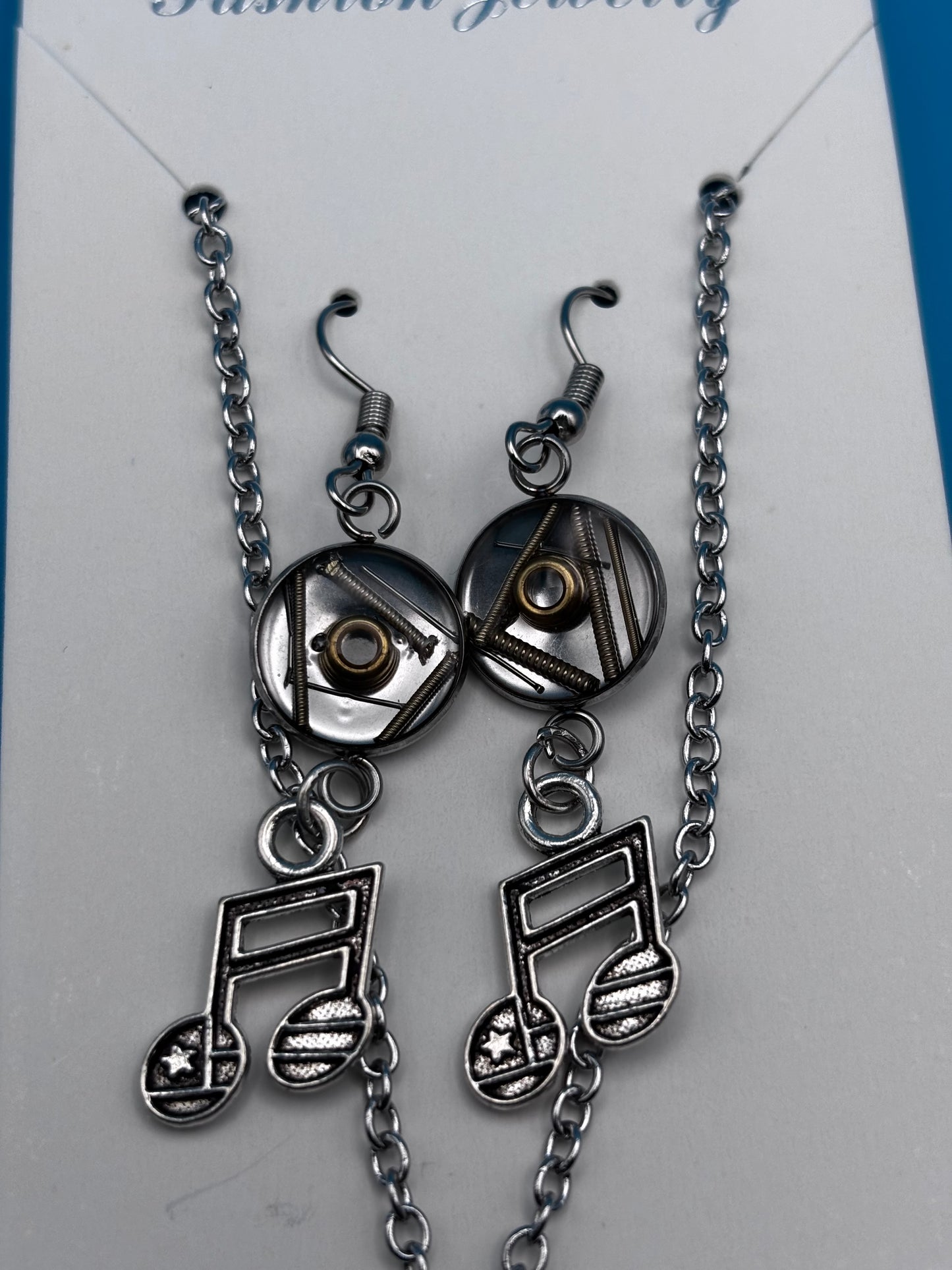 Guitar String & Resin Necklace & Earrings set