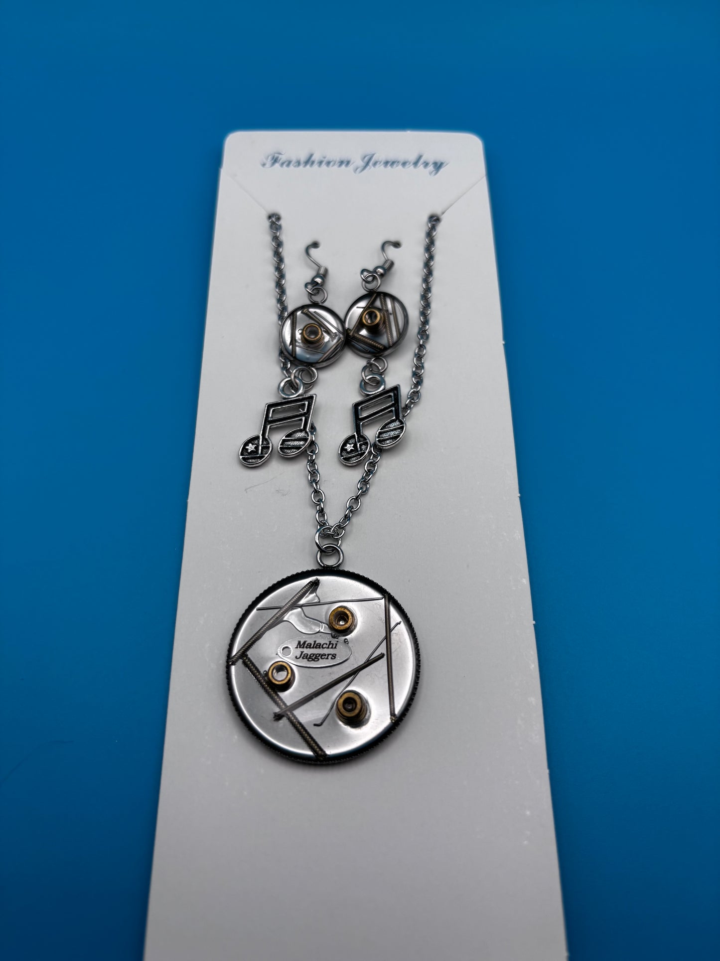 Guitar String & Resin Necklace & Earrings set