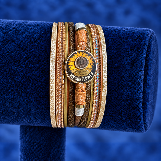 Multi-Strand Leather Cuff My Sunflower Bracelet