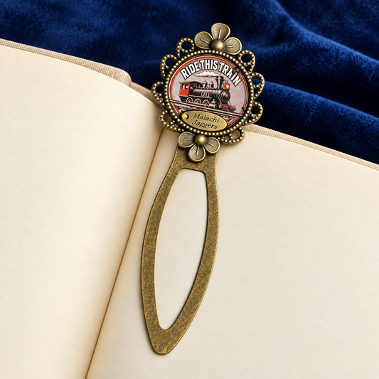 Antique Brass Ride This Train Bookmark