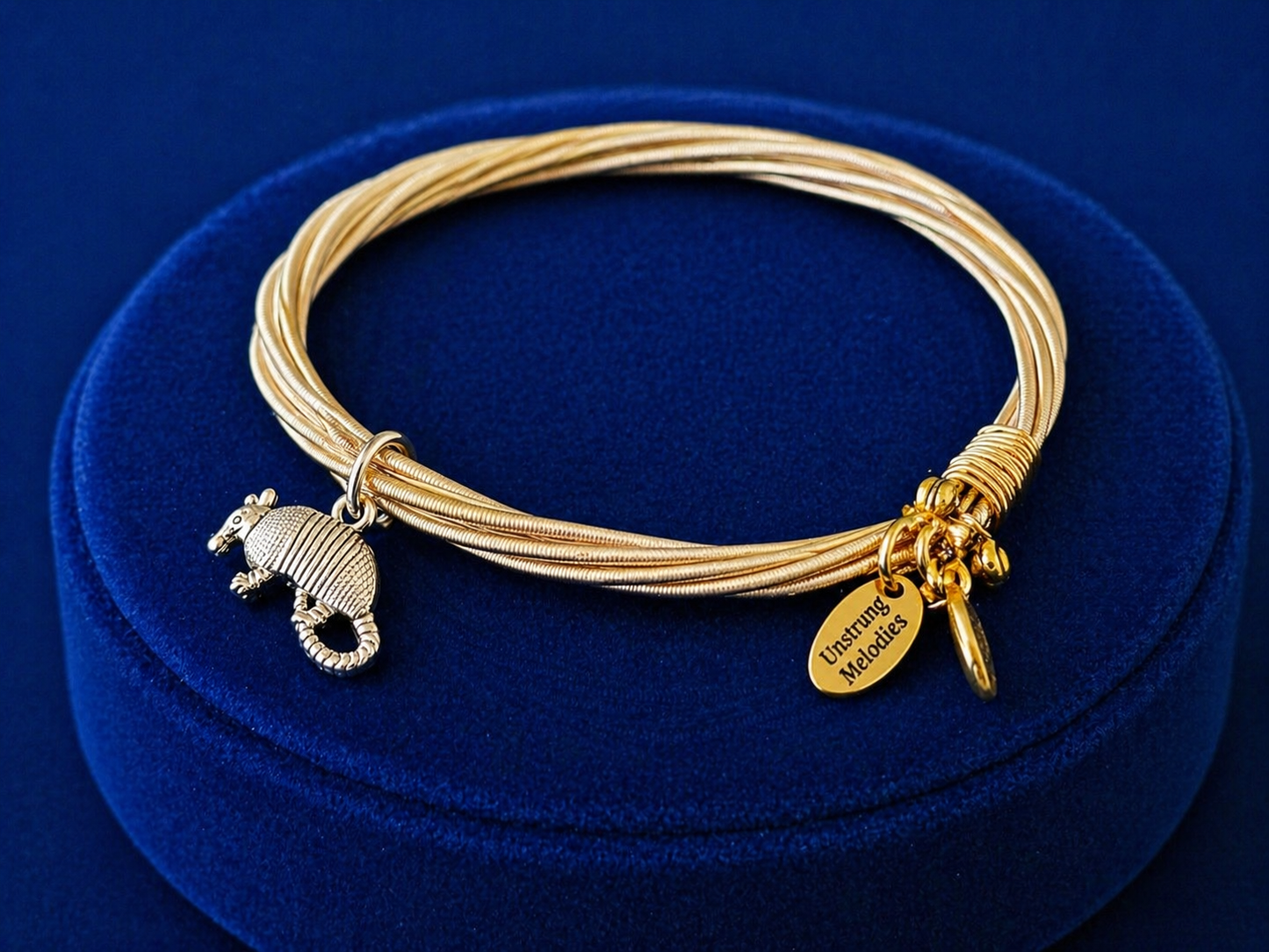 Guitar string bracelet with an Armadillo