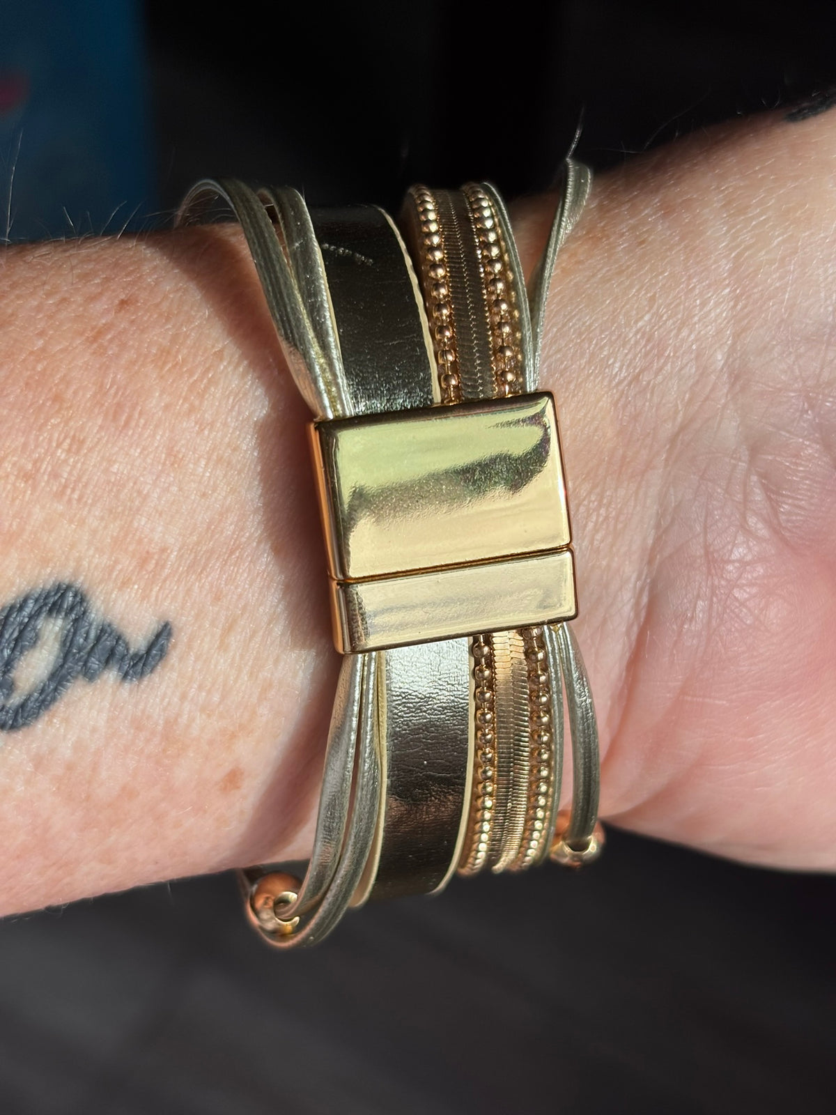 Multi Strand Leather Cuff Bracelet