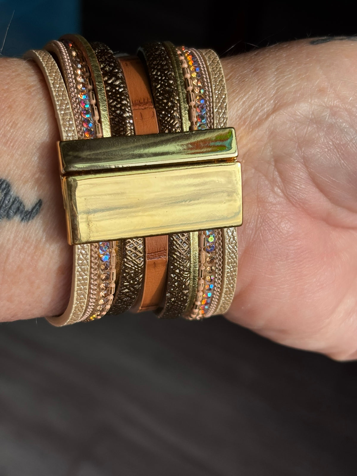Multi Strand Leather Cuff Bracelet