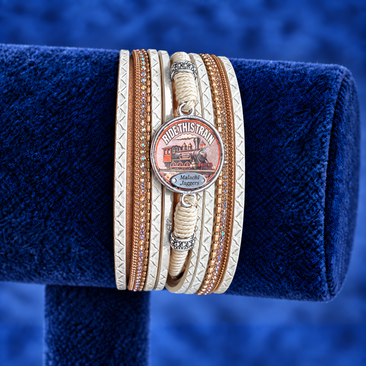 Multi Strand Leather Cuff Bracelet Ivory