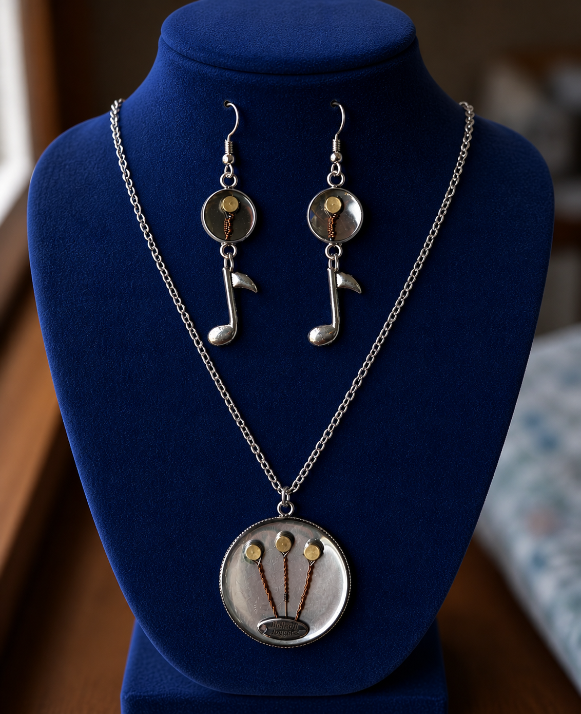 Guitar string & Resin Necklace & Earrings set